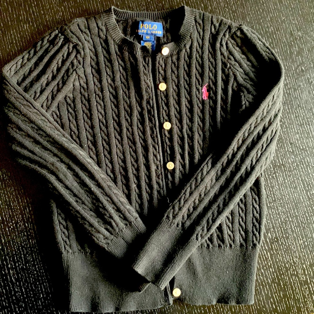 Girl’s Polo Ralph Lauren black cardigan, size 6x